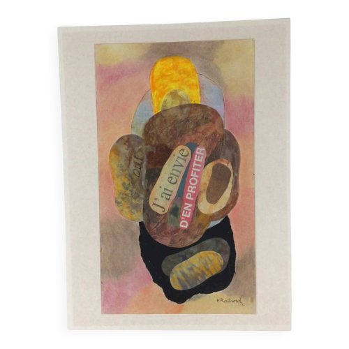 Collage sur carton par fernand rolland (1920-2004)