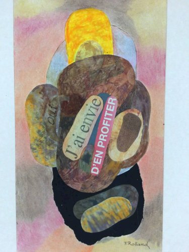 Collage sur carton par fernand rolland (1920-2004)