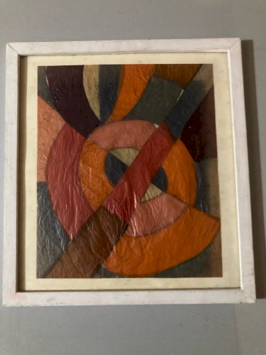 Collage Sur Papier 1930 Jeanne Kosnick Kloss Abstrait Signé KK Ancien