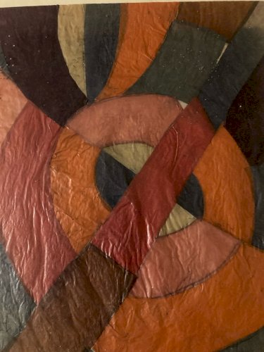 Collage Sur Papier 1930 Jeanne Kosnick Kloss Abstrait Signé KK Ancien