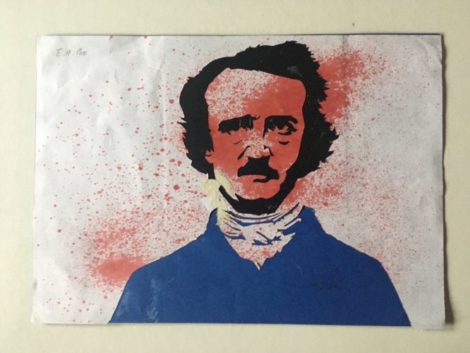 Collage Sur Papier Peinture Edgar Allan Poe Graffiti Portrait