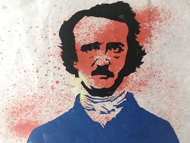 Collage Sur Papier Peinture Edgar Allan Poe Graffiti Portrait