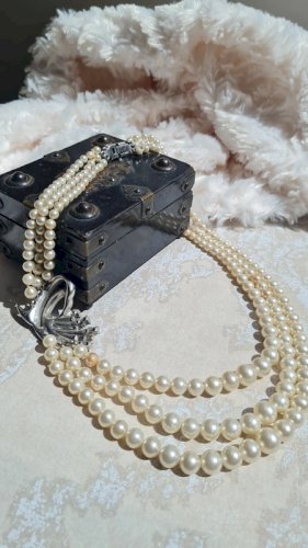 Collier 3 rangs - ras de cou vintage- collier strass