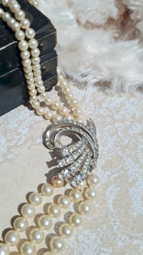 Collier 3 rangs - ras de cou vintage- collier strass