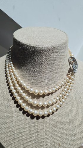 Collier 3 rangs - ras de cou vintage- collier strass