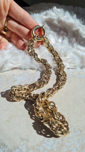 Collier Agatha gros maillons Paris en métal doré vintage - Ras de cou