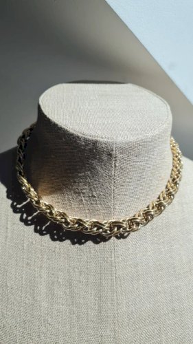 Collier Agatha gros maillons Paris en métal doré vintage - Ras de cou
