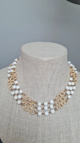 Collier ancien 3 rangs perles en porcelaine