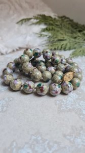 Antique cloisonné necklace - enamel necklace