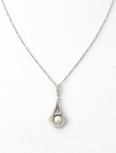 Collier Ancien Époque, Art. Déco Vers 1925, Or 18 Carat -Argent, Vintage