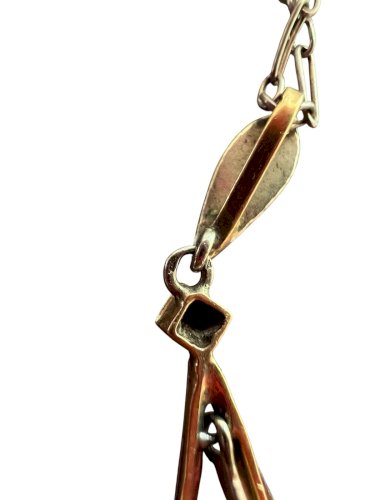 Collier Ancien Époque, Art. Déco Vers 1925, Or 18 Carat -Argent, Vintage