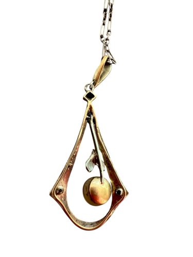 Collier Ancien Époque, Art. Déco Vers 1925, Or 18 Carat -Argent, Vintage