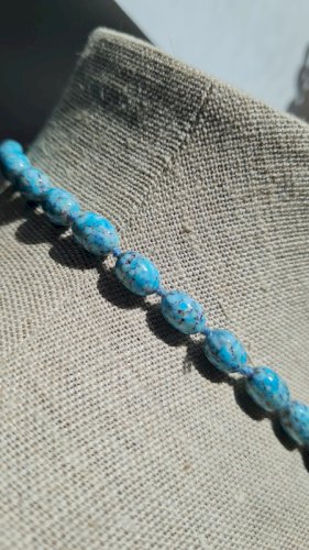 Collier ancien - imitation turquoise - pate de verre années 30