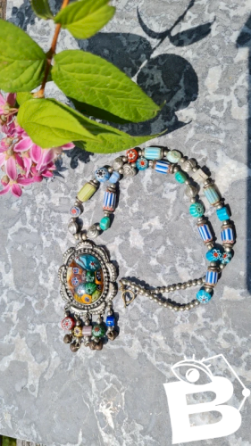 collier ancien Italie Millefiori - vénitien - Murano