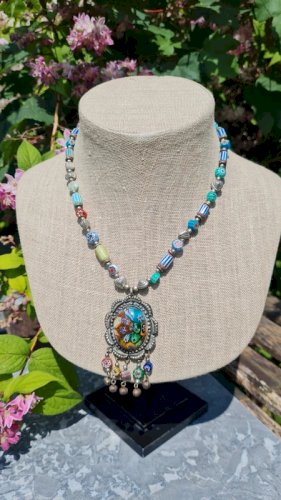 collier ancien Italie Millefiori - vénitien - Murano