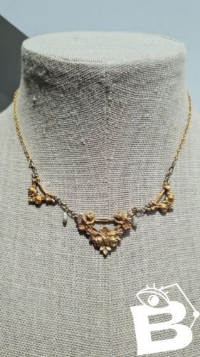 Collier ancien Oria motifs floraux art nouveau - collier draperie- jewelry french antique
