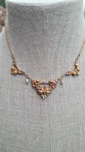 Collier ancien Oria motifs floraux art nouveau - collier draperie- jewelry french antique
