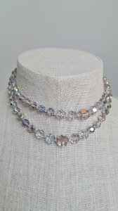 Collier ancien perles  boréales en cristal à facettes années 50