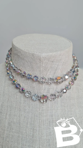 Collier ancien perles  boréales en cristal à facettes années 50