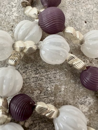Collier Ancien Perles Verre Soufflé- Debut 19 Eme -collection
