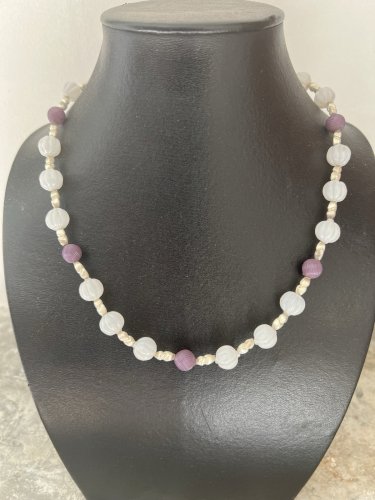 Collier Ancien Perles Verre Soufflé- Debut 19 Eme -collection