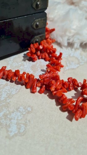 Collier ancien- ras de cou en corail et fermoir argent