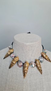 vintage necklace signed Marc Roussel seashells and crustaceans