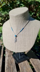 Collier attrape-rêves amérindien en argent et turquoise
