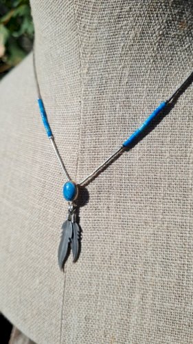 Collier attrape-rêves amérindien en argent et turquoise