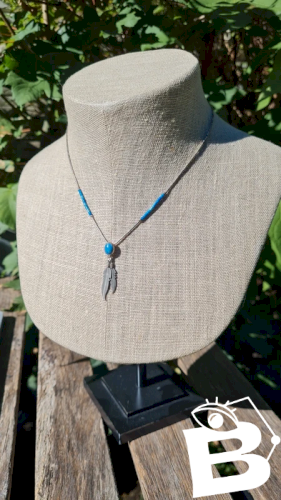 Collier attrape-rêves amérindien en argent et turquoise