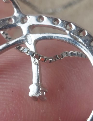 Collier avec pendentif coeur, décor zircon, en argent massif, Maty