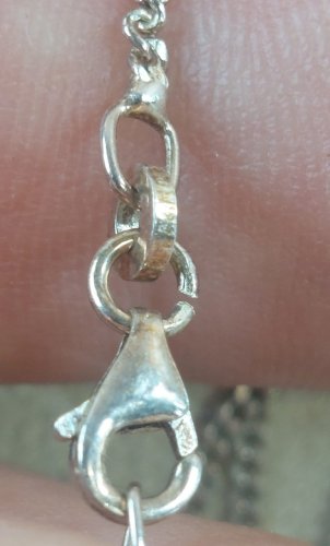 Collier avec pendentif coeur, décor zircon, en argent, Maty