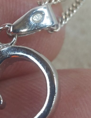 Collier avec pendentif coeur, décor zircon, en argent, Maty