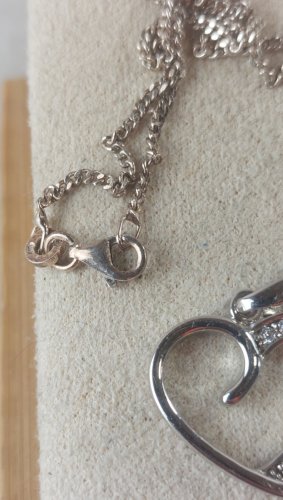 Collier avec pendentif coeur, décor zircon, en argent, Maty