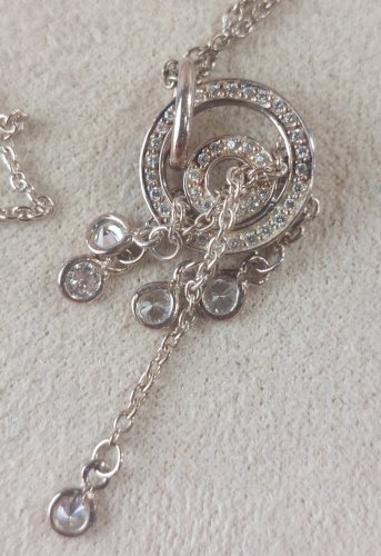 Collier avec pendentif, décor zircon, en argent rosé