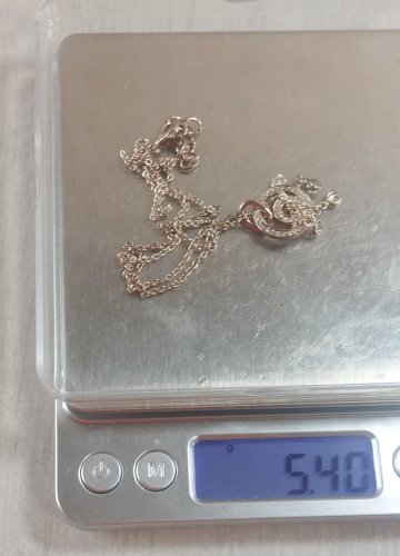 Collier avec pendentif, décor zircon, en argent rosé