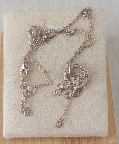 Collier avec pendentif, décor zircon, en argent rosé