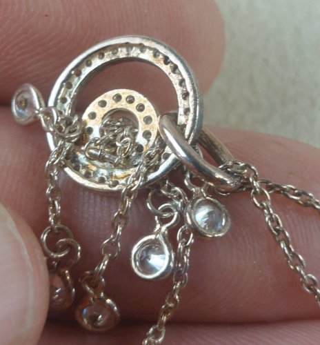 Collier avec pendentif, décor zircon, en argent rosé