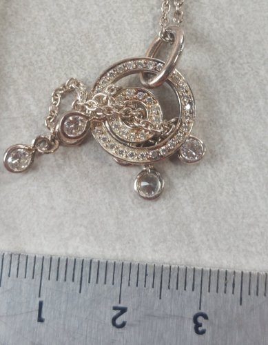 Collier avec pendentif, décor zircon, en argent rosé