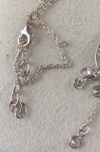 Collier avec pendentif, décor zircon, en argent rosé