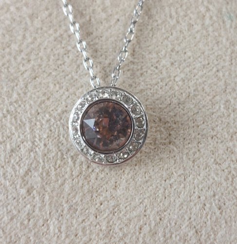 Collier avec pendentif, en métal argenté, Swarovski