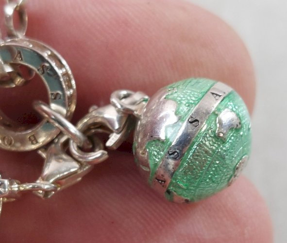 Collier avec pendentifs charms, globe terrestre + grande roue, Thomas Sabo, 925