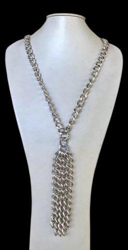 Collier Chaîne Pendante 1980 Vintage French Fashion Couture Aluminium