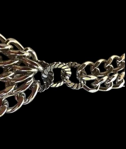 Collier Chaîne Pendante 1980 Vintage French Fashion Couture Aluminium