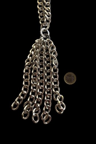 Collier Chaîne Pendante 1980 Vintage French Fashion Couture Aluminium