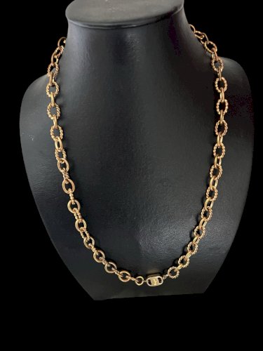 Collier chaîne Salvatore Ferragamo doré signé bijou vintage couture luxe Italie