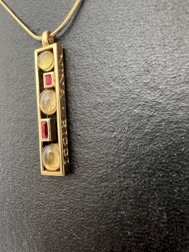 Collier couture Nina Ricci vintage signé -design géométric mode France 1970/1980