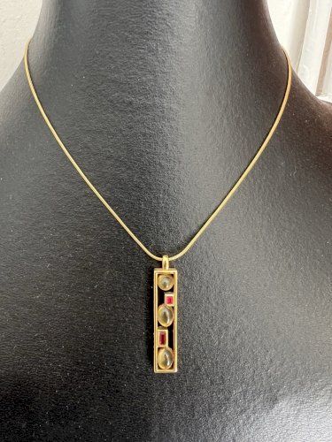 Collier couture Nina Ricci vintage signé -design géométric mode France 1970/1980