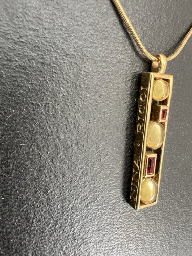 Collier couture Nina Ricci vintage signé -design géométric mode France 1970/1980