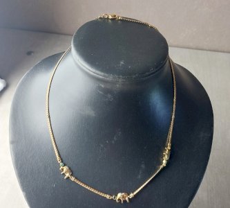 Elephant decorative necklace, gold plated.